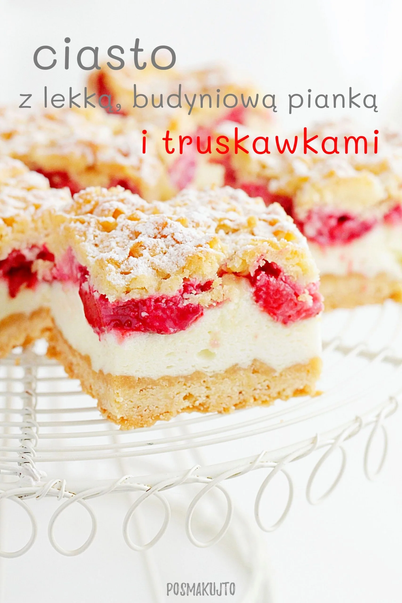 Ciasto z truskawkami i lekką budyniową pianką