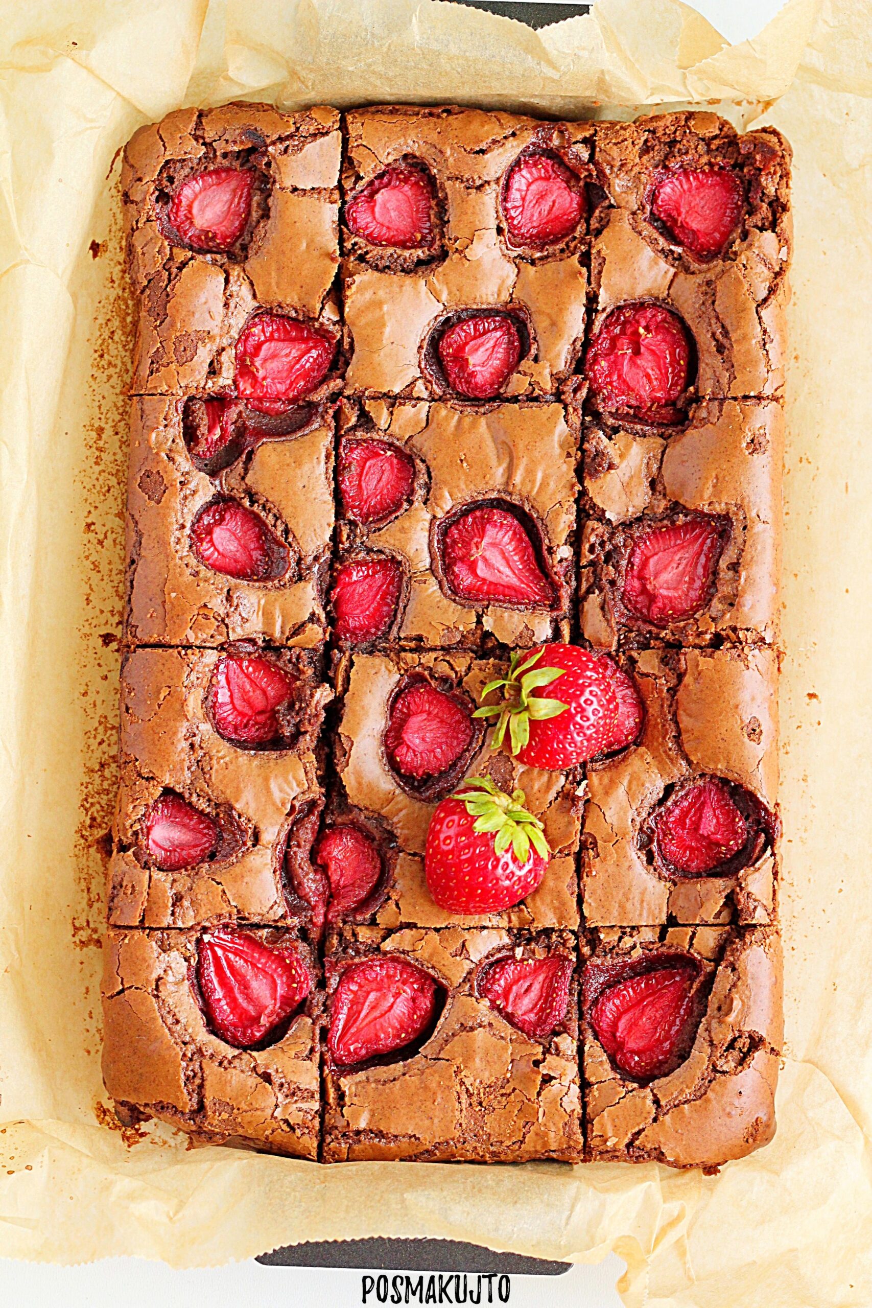 Brownie z truskawkami